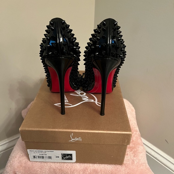 Christian Louboutin Black Spike 120 Patent Heels - Picture 3 of 4